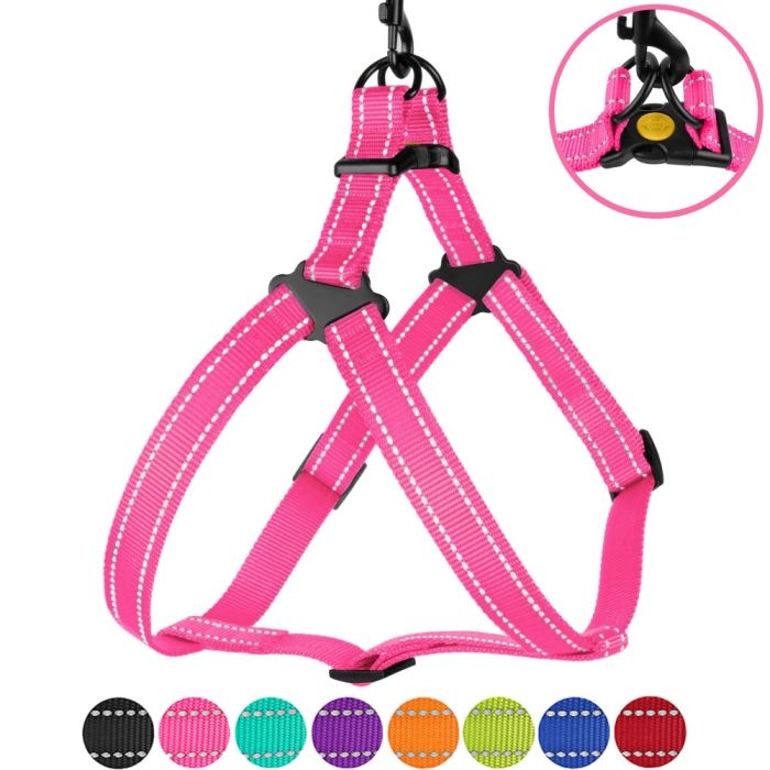 Шлея ACTIVE нейлонова зі світловідбиванням рожева 25мм Обхват Груди 58-71см