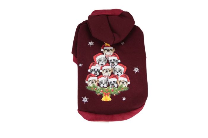 Ялинка світшот для собак дівчаток трикотаж фліс Бордо M1