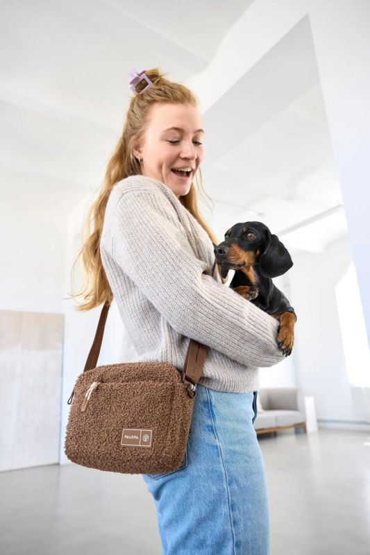 Квадратна сумка для ласощів та аксесуарів собак Palopa Noka Teddy-Fleece Коричневий
