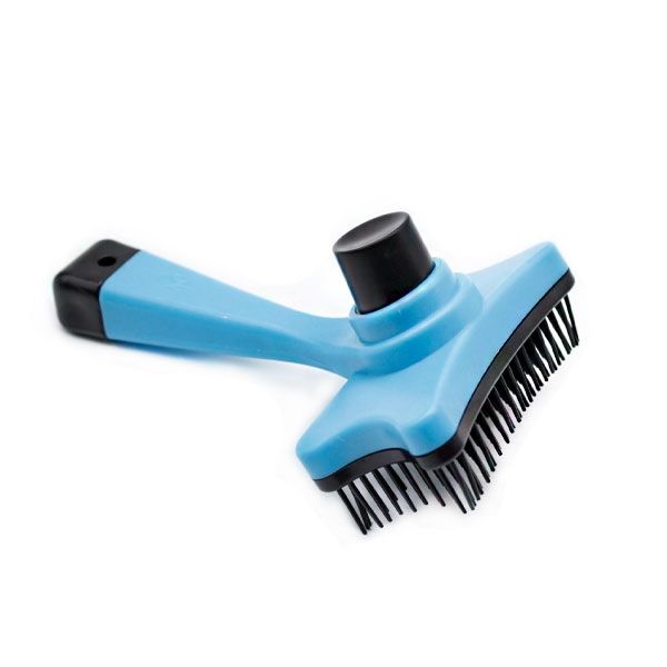 Пуходерка з кнопкою Nobleza блакитна, 13х7 см 