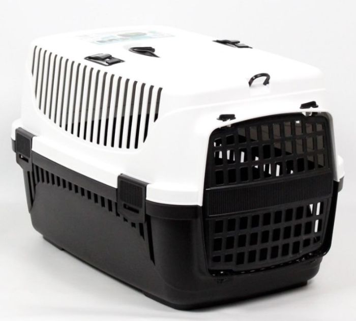 Переноска для тварин 2 Пластикова чорно-біла 56х37х41 см 