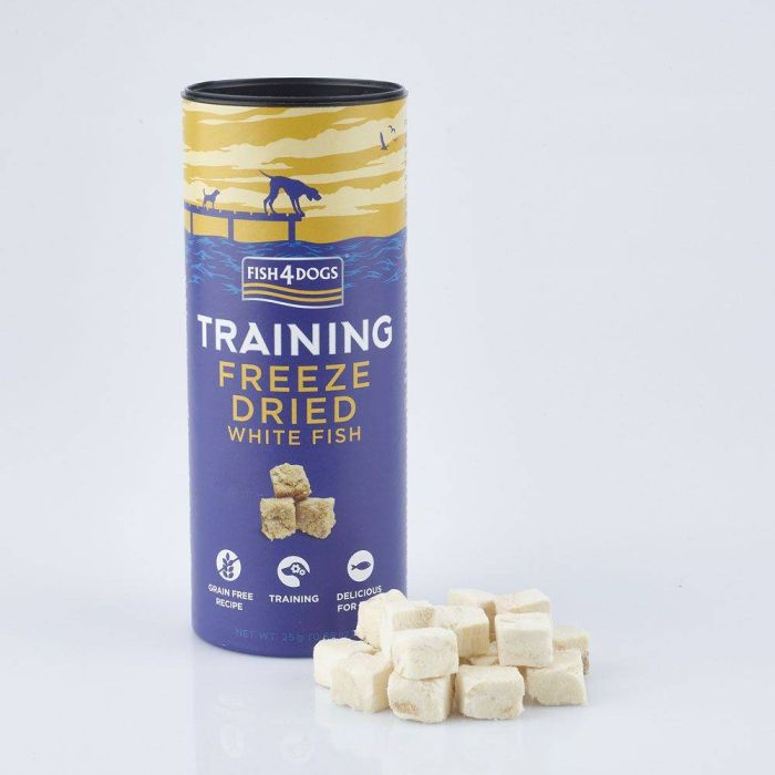 Натуральні сублімовані ласощі для собак 100% висушена Океанічна біла риба Fish4Dogs Training 25 г