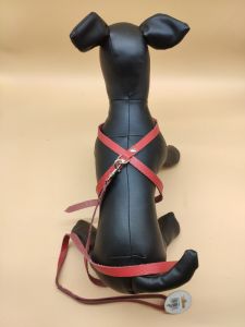 Шлейка вісімка з повідцем шкіра не строчений набір Фауна 103020-2 Червоний