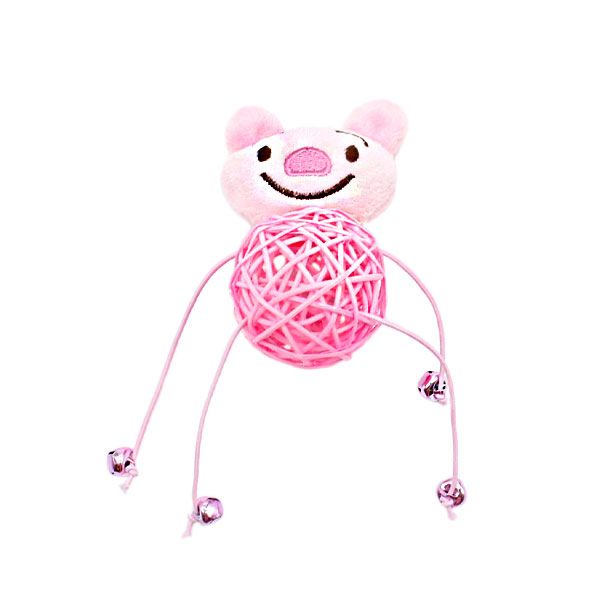 Мяч плетений Хрюшка рожевий з дзвіночком, 5 см 
