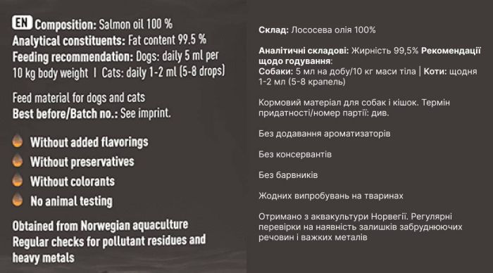 Лососева олія для собак та котів Pets Nature Salmon Oil 250 мл