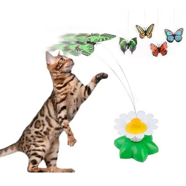 Інтерактивна іграшка для котів Метелик на батарейках Фіолетова