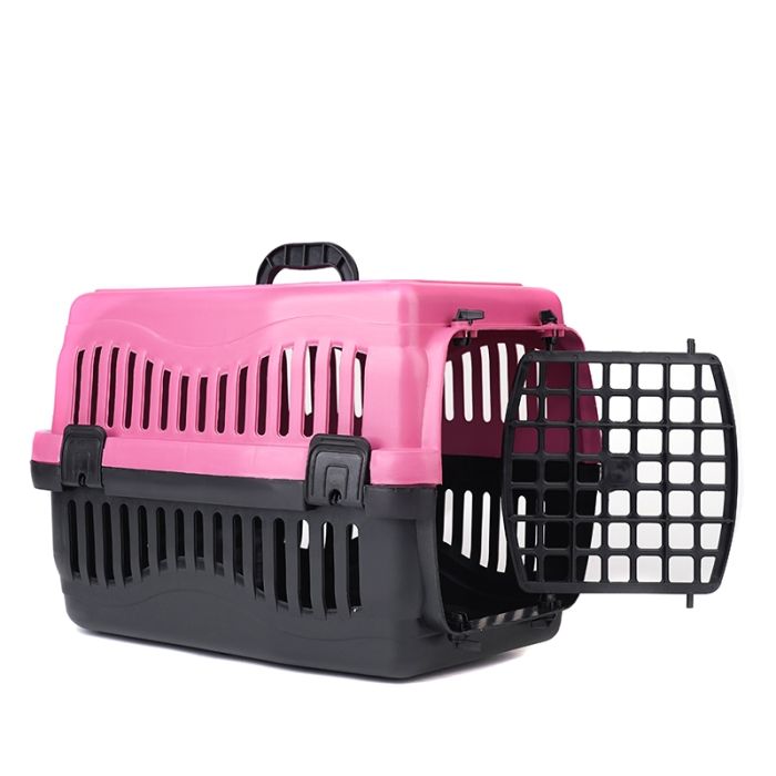 Переноска 1 для кішок і собак пластик Туреччина 483131 вага до 5кг Салатово-чорна