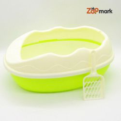 Туалет для кішок з високим бортом з лопаткою і сіткою 523820см Салат