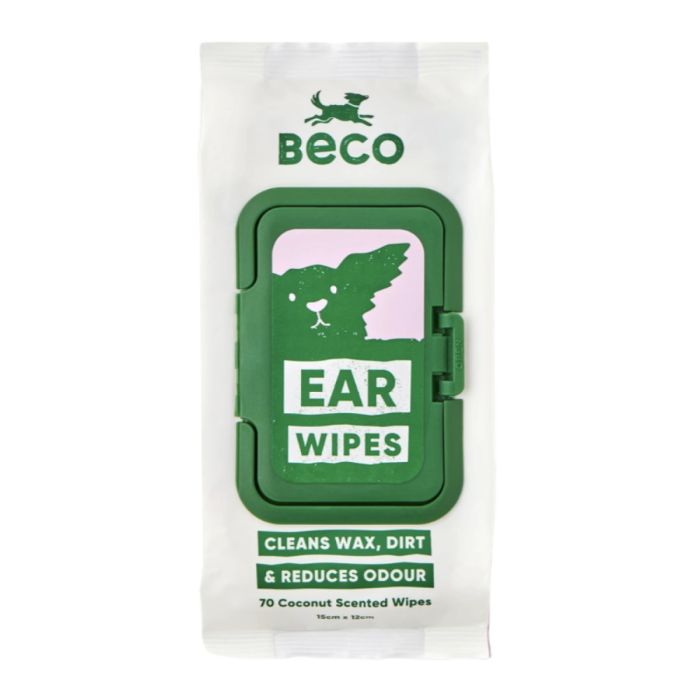 Бамбукові серветки для очищення вушок собак Beco Pets Dog Ear Wipes 70 шт.