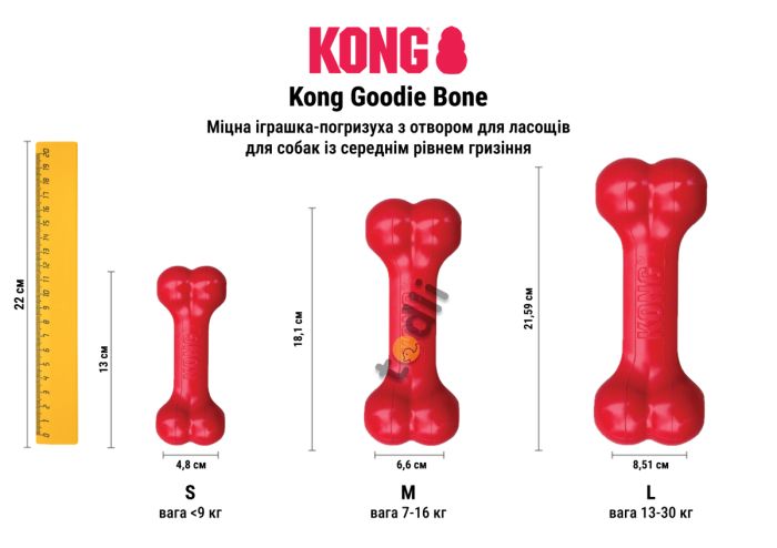 Іграшка для собак Kong Goodie Bone Червоний S
