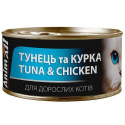 AnimAll з тунцем та куркою вологий корм для дорослих кішок 85 г 