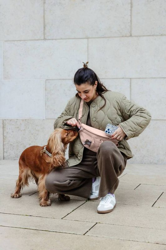 Поясна сумка-бананка для ласощів та аксесуарів собак Palopa Emma Ніжно-рожевий