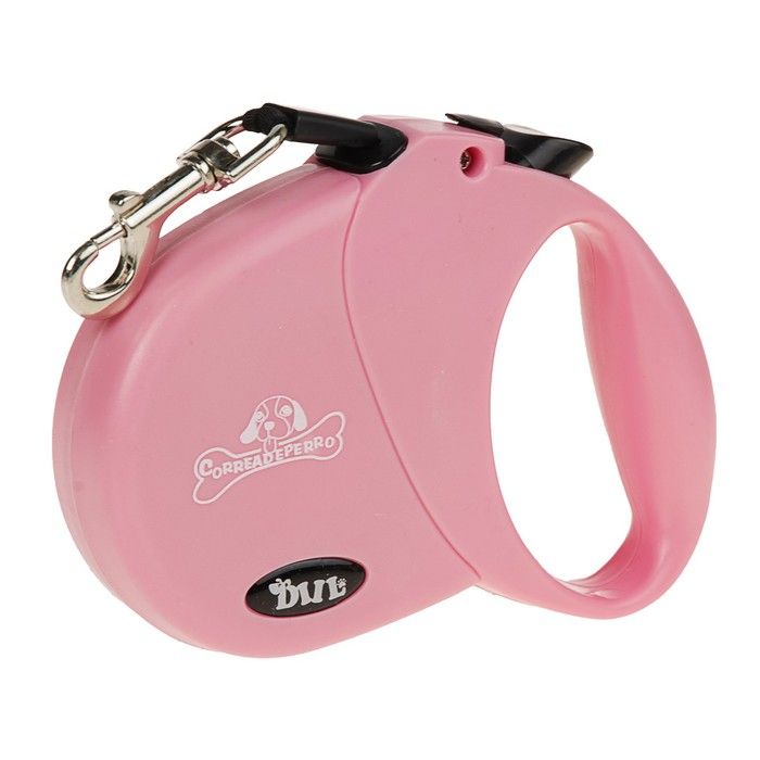 Рулетка собачка 4м  20кг пластикова ручка стрічка з кнопкою LS128 Трояндовий