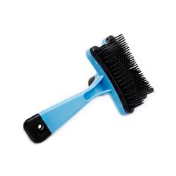 Пуходерка з кнопкою Nobleza блакитна, 13х7 см 