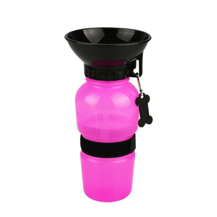 Дорожня поїлка Pet Botte 500 мл, з тарілкою Трояндовий