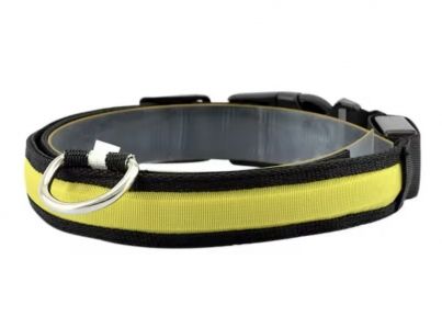 Нашийник USB нейлон, що світиться, M (2,5 см37-46 см) жовтий