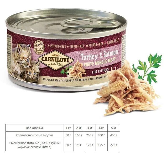 Carnilove Turkey Salmon Kitten Вологий корм для кошенят індичка та лосось 100 г 