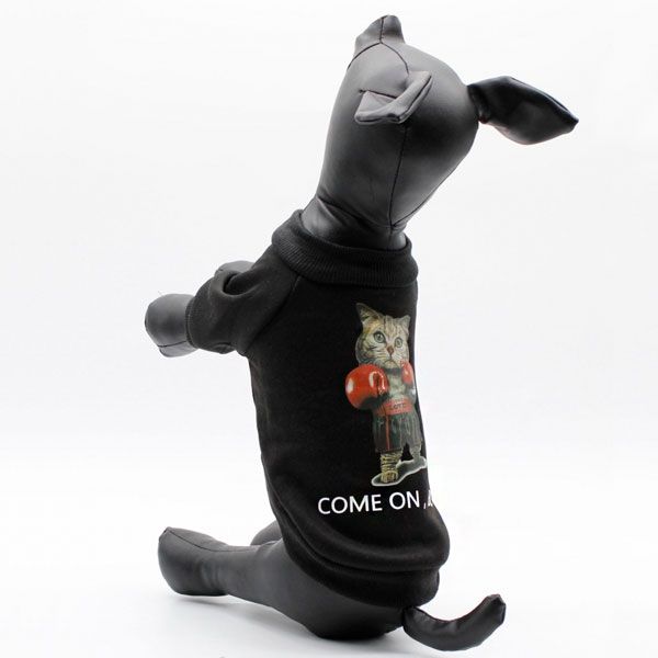 Світшот Кіт-боксер поліестер на флісі чорний, L L