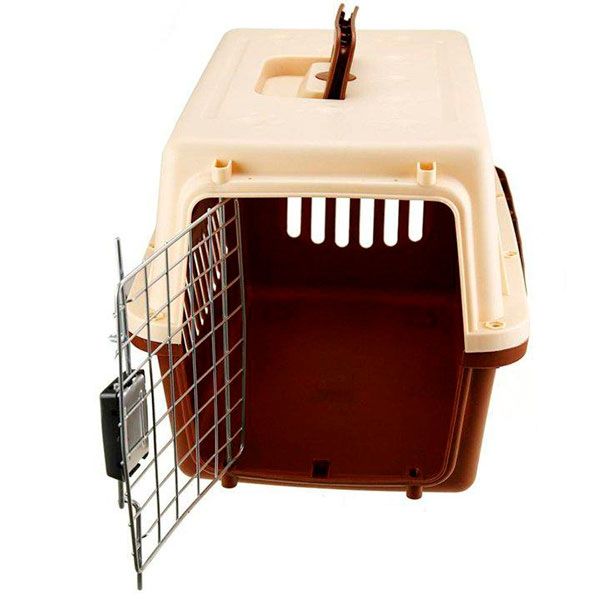 Переноска IATA з металевими дверима коричнево-бежева до 30 кг (67x47x46 см)