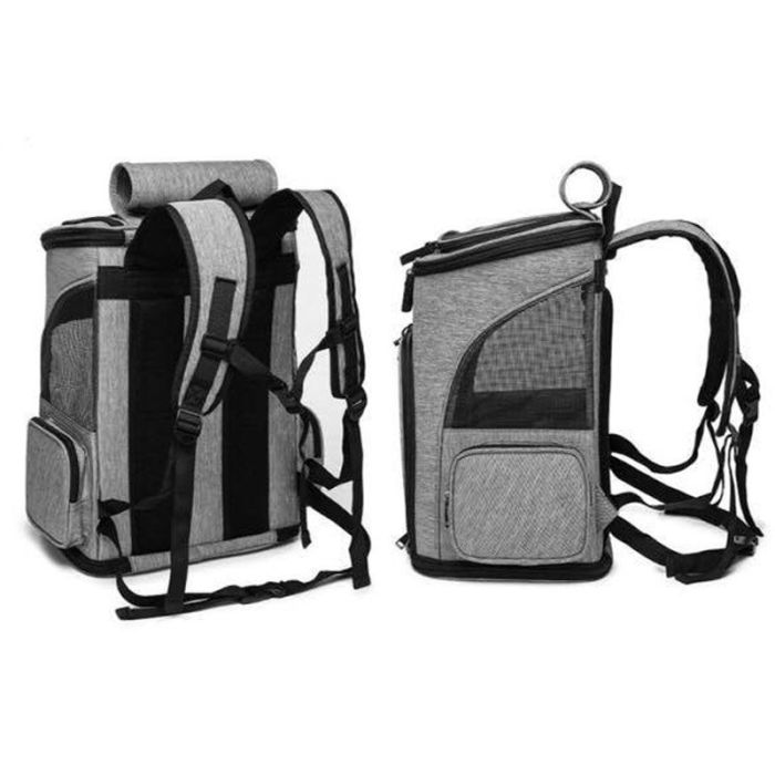 Рюкзак-переноска зі світловідбиваючою стрічкою для перенесення тварин 40х40х30см СІРИЙ