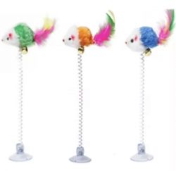 Миша на присосці з брязкальцем і пером, 5 см 24 см 