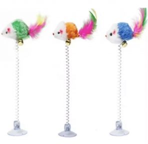 Миша на присосці з брязкальцем і пером, 5 см 24 см 