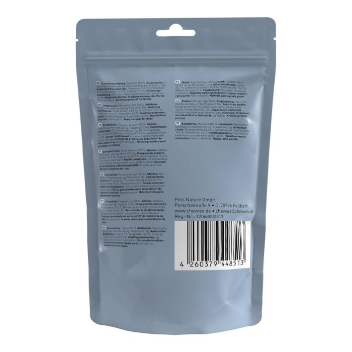 Мʼясні натуральні ласощі для собак 100% Морська риба Chewies для будь-якого віку 150 г