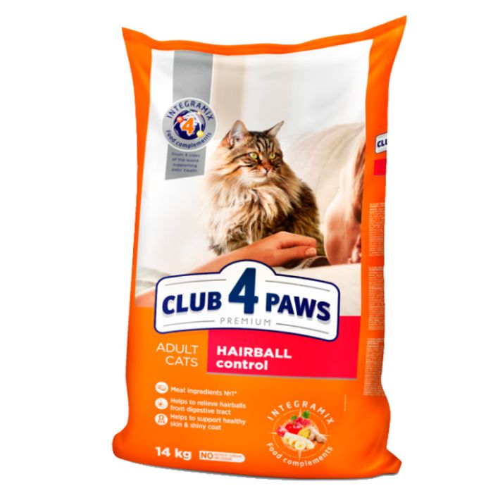 Клуб 4 лапи Преміум для котів виведення шерсті 14кг 