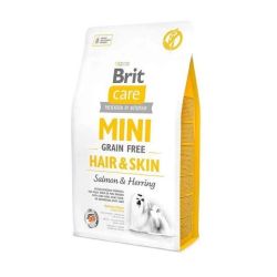 Brit Care GF Mini Hair  Skin сухий корм для дорослих собак дрібних порід що мають довгу шерсть з лососем та оселедцем 2кг