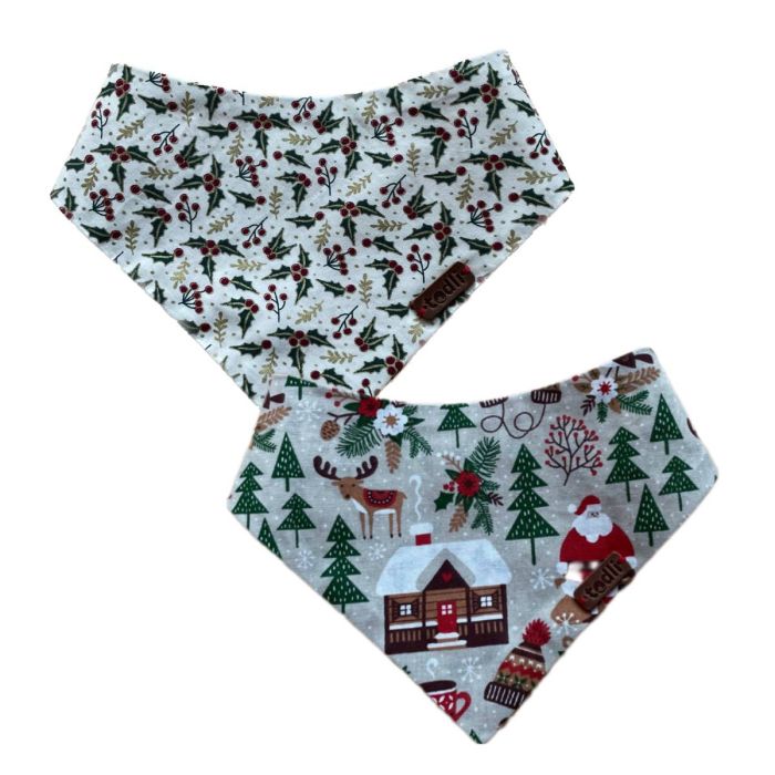 Двостороння бандана для собак Duckly різдвяний візерунок XS