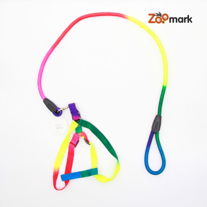Шлея і повідець комплект 2,013-20100 круглий шнур, ручка петля кольором веселки 