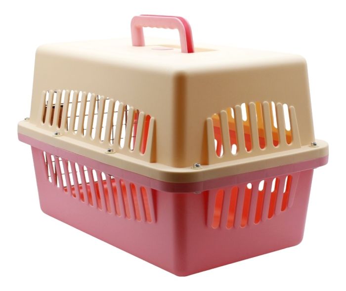 Переноска IATA з металевими дверима рожево-бежева до 20 кг (55x36x35 см) 