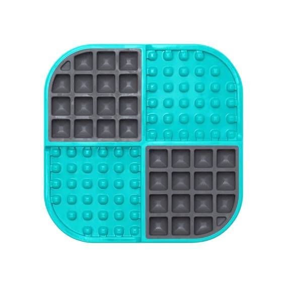 Лизальний килимок антистрес для собак LickiMat Slomo Turquoise, комбінований із функцією слоуфідера