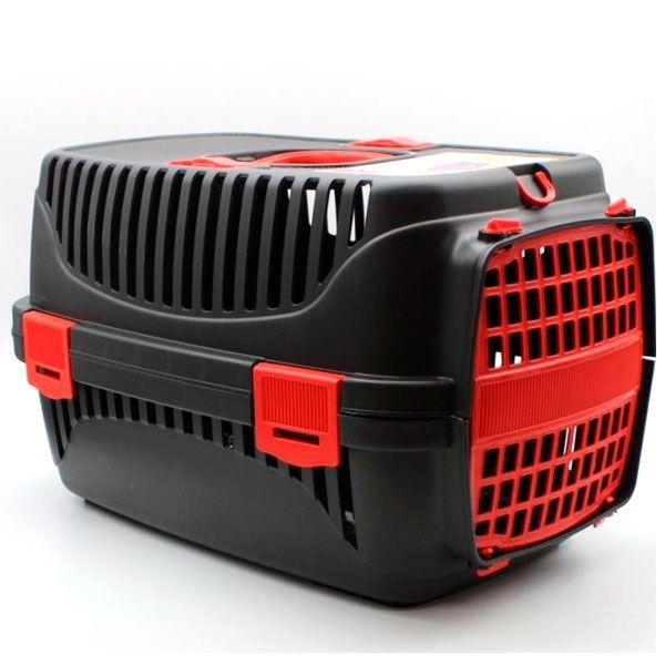 Переноска PET Plastart 1 пластик 49х33х40 см Чорно-синя