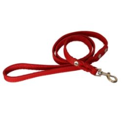 Повідець шкіра + заплетений червоний 12 мм