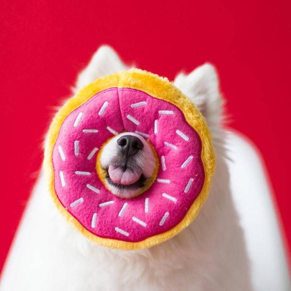 М'яка іграшка для собак пончик полуниці ZippyPaws Donutz Strawberry з пищалкою