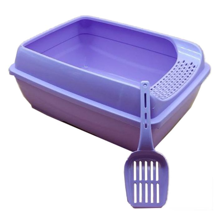 Туалет для кішок високий борт з лопаткою бузковий 37х47х18 см Senyayla Туреччина 