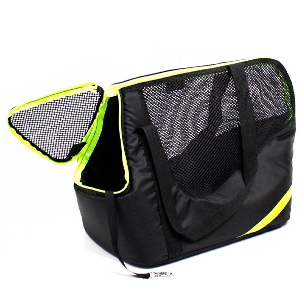 Сумка Крос чорна (салатова смуга) 32х27х22 см