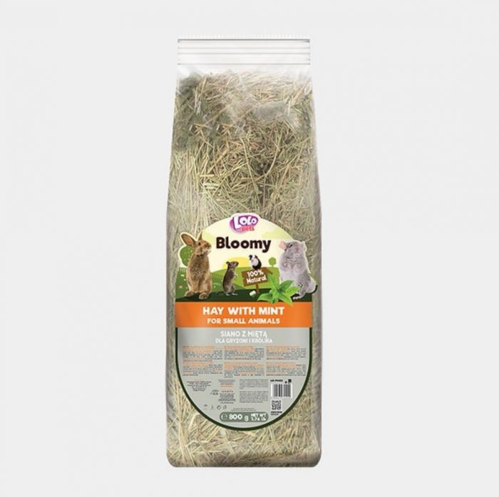Сіно LoloPets Bloomy з мятою для гризунів, 800 г