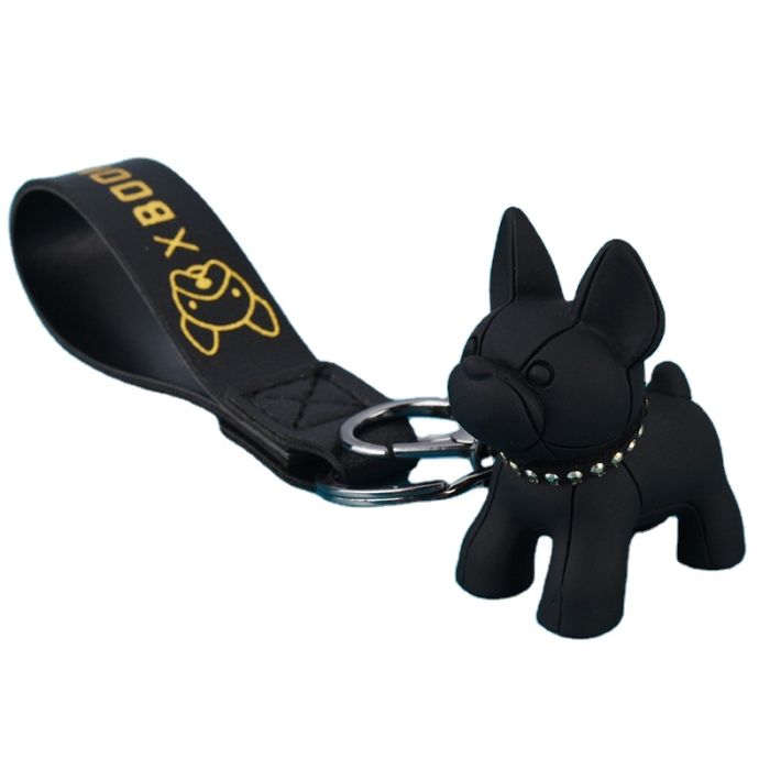 Брелок з собачкою на силіконовому ремінці Чорний