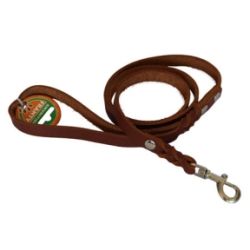 Повідець шкіра + заплетений коричневий 25 мм