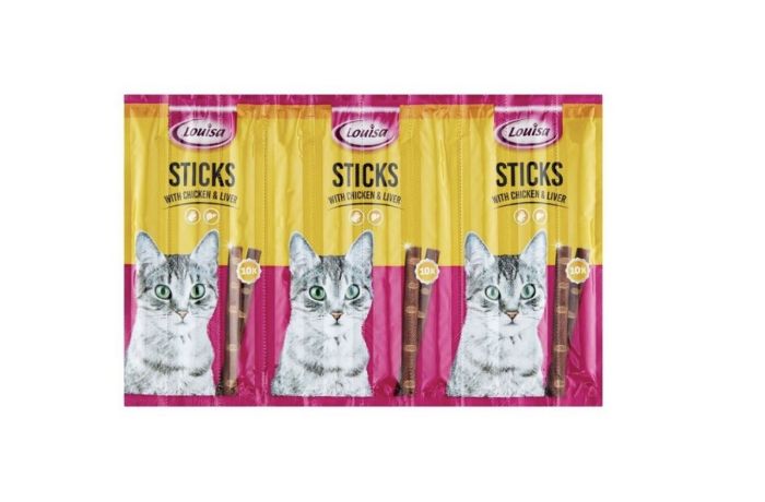Ласощі для котів Палички Louisa, блістер 10 шт по 5 г курка з печінкою