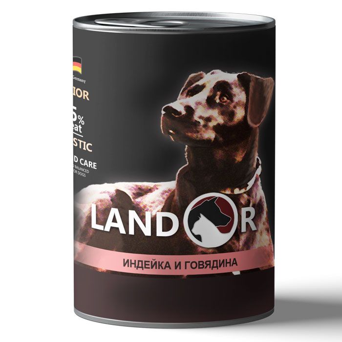Landor консерва для цуценят всіх порід індичка з яловичиною 400 г 539053 