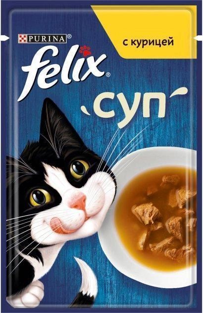 Purina Felix Вологий корм для котів суп із куркою 48г  
