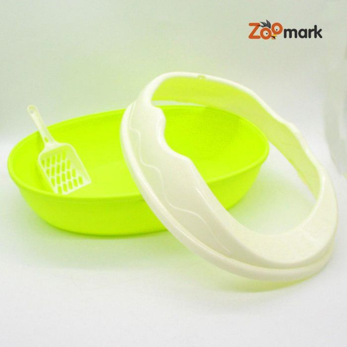 Туалет для кішок з високим бортом + лопатка 52х38х20 см Салатовий