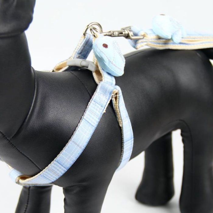 Шлея з повідцем рибка 1,5 х120 см клітинка Бежевий