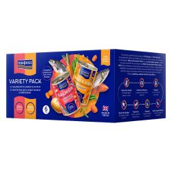 Набір натуральних беззернових вологих раціонів для собак Fish4Dogs Finest Variety Pack Лосось з морквою та картоплею/Біла риба з бататом та зеленою квасолею, 6 шт/395 г