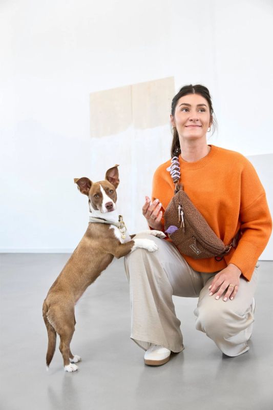 Поясна сумка-бананка для ласощів та аксесуарів собак Palopa Emma Teddy-Fleece Коричневий