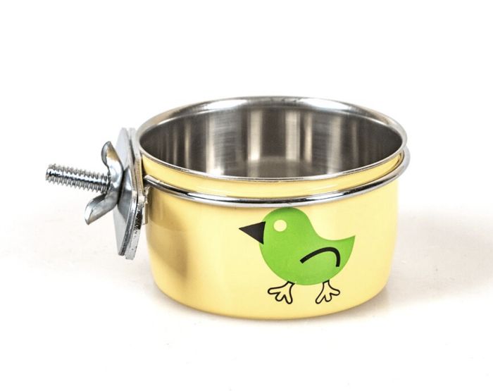 Годівниця підвісна на гвинтах метал Жовта. 500 мл 12 см.