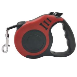 Рулетка для собак кісточка 5м15кг пластикова ручка стрічка з кнопкою Червоний
